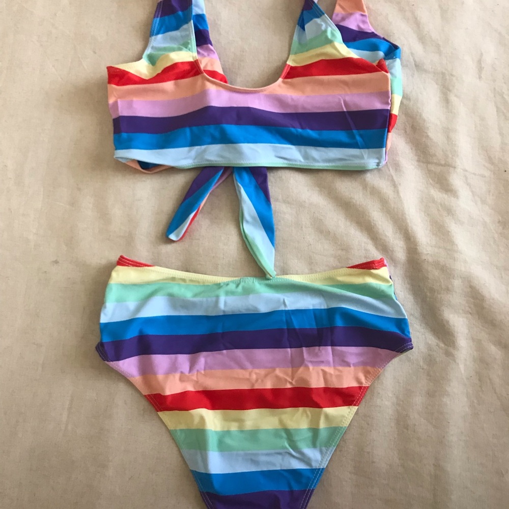 Rainbow High Waisted SheIn Bikini